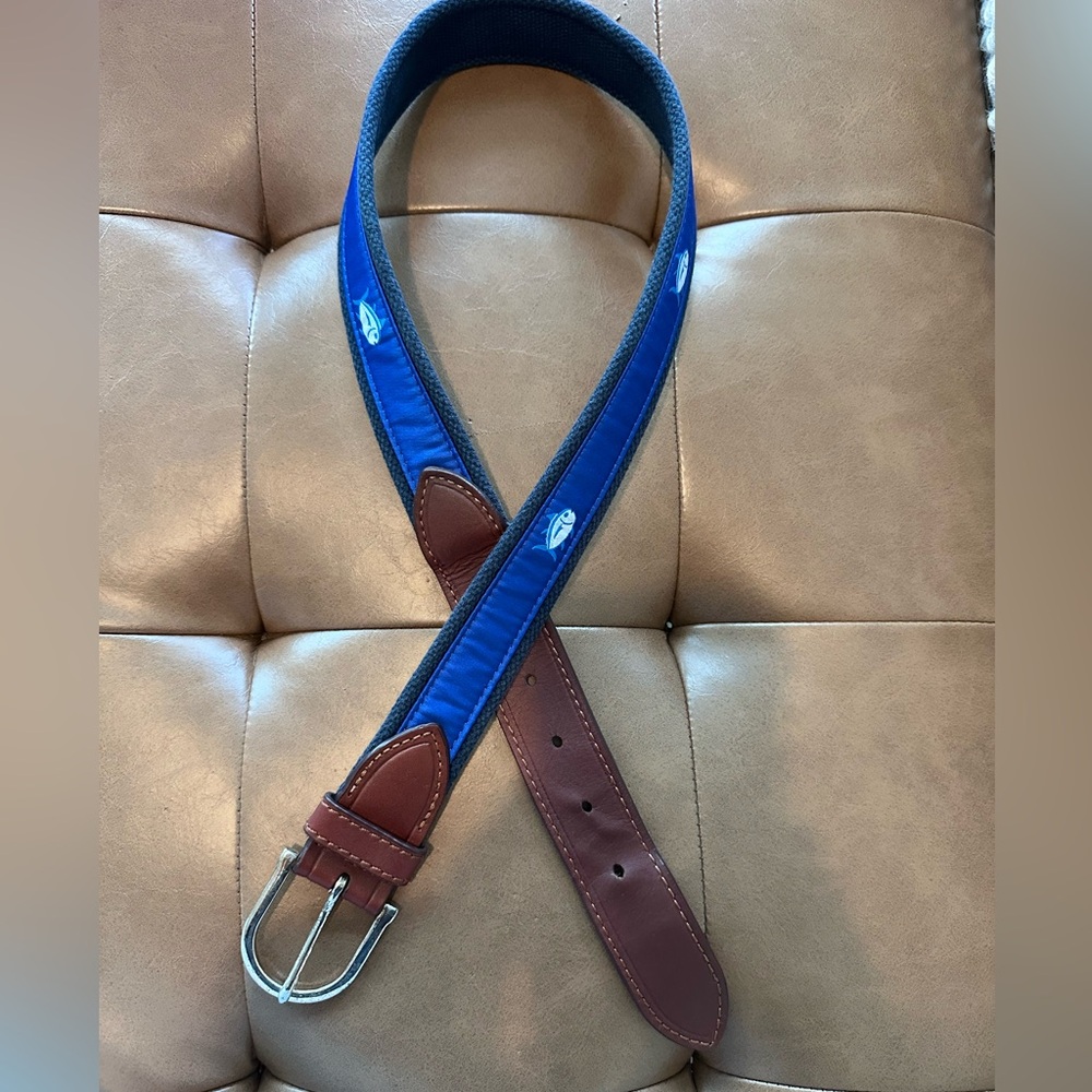 Southern Tide Leather Fish Belt